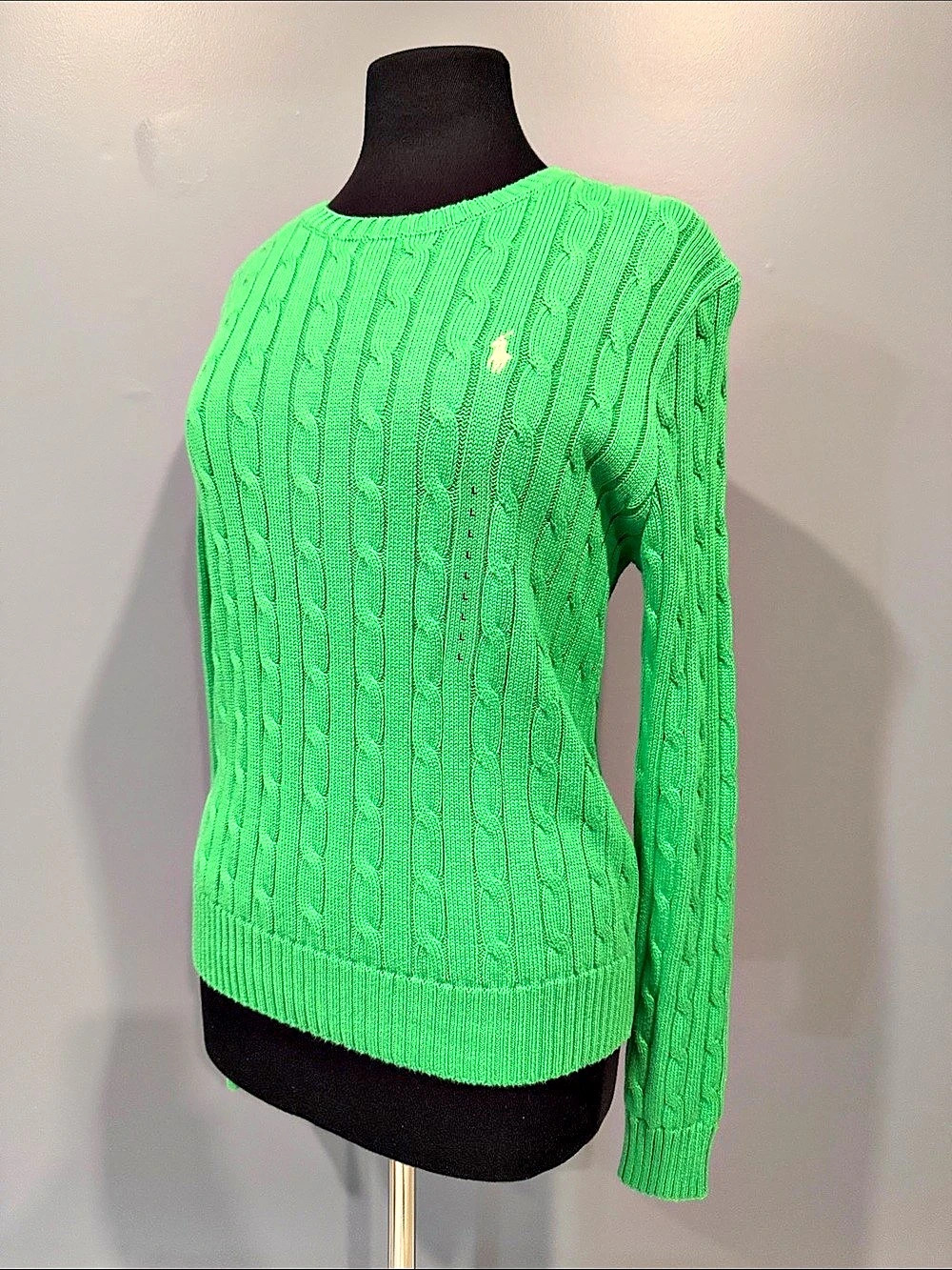 Polo Ralph Lauren Cable-Knit Cotton Crewneck Sweater Green Large